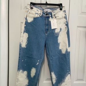 Blue and white jeans